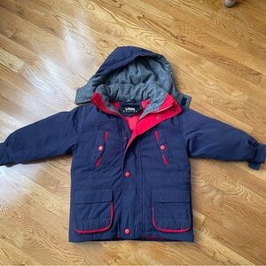 Navy and Red Hooded puffer winter Jacket by Utex